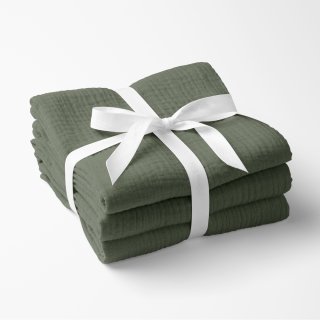 Mušelínová utěrka Nature MSN-076 Zelená khaki - sada 3 ks - Biante.cz