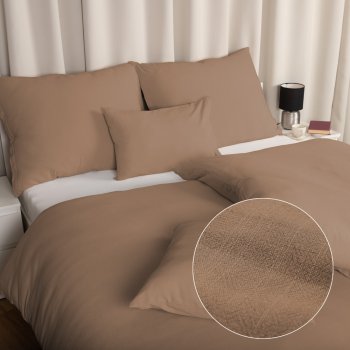 Lněné ložní povlečení LEN-022 Světle hnědé - prodloužené 140x220 cm - Biante.cz