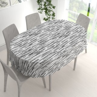 Dekorační oválný ubrus Leona LN-175 Šedo-černé proužky - detail 1 - Biante.cz