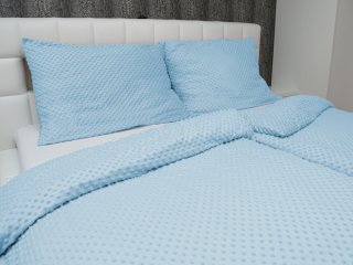 Hřejivé ložní povlečení Minky 3D puntíky MKP-008 Nebeské modré - detail 1 - Biante.cz Hřejivé ložní povlečení Minky 3D puntíky MKP-008 Nebeské modré - detail 1 - Biante.cz