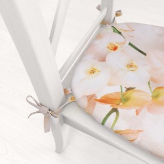 Teflonový oblý podsedák TF-045 Orchideje na béžovém - 39x37x3 cm - detail 1 - Biante.cz