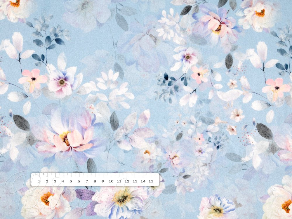 Sametová látka Tamara TMR-044 Jarní květy na nebesky modrém - šířka 140 cm - detail 4 - Biante.cz Sametová látka Tamara TMR-044 Jarní květy na nebesky modrém - šířka 140 cm - detail 4 - Biante.cz