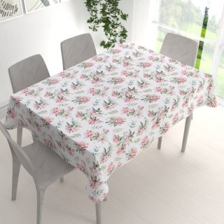 Teflonový obdélníkový ubrus TF-134 Akvarelové květy rododendronu na bílém - detail 1 - Biante.cz