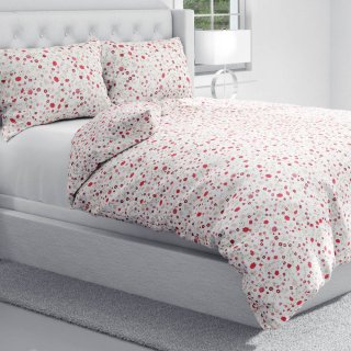 Bavlněné ložní povlečení Sandra SA-719 Červeno-béžové drobné květiny na bílém - detail 1 - Biante.cz