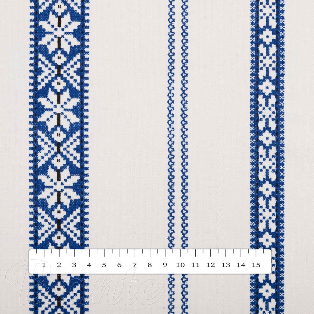 Bavlněná látka/plátno Sandra SA-590 Modrý lidový vzor na bílém - šířka 160 cm - detail 3 - Biante.cz
