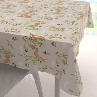 Dětský bavlněný čtvercový ubrus Sandra SA-695 Veverky a ježci na světle béžovém - Biante.cz Dětský bavlněný čtvercový ubrus Sandra SA-695 Veverky a ježci na světle béžovém - Biante.cz