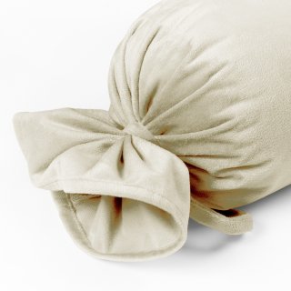 Zamatový vankúš valec bonbon Velvet Prémium SVP-003 Smotanový - detail 1 - Biante.sk