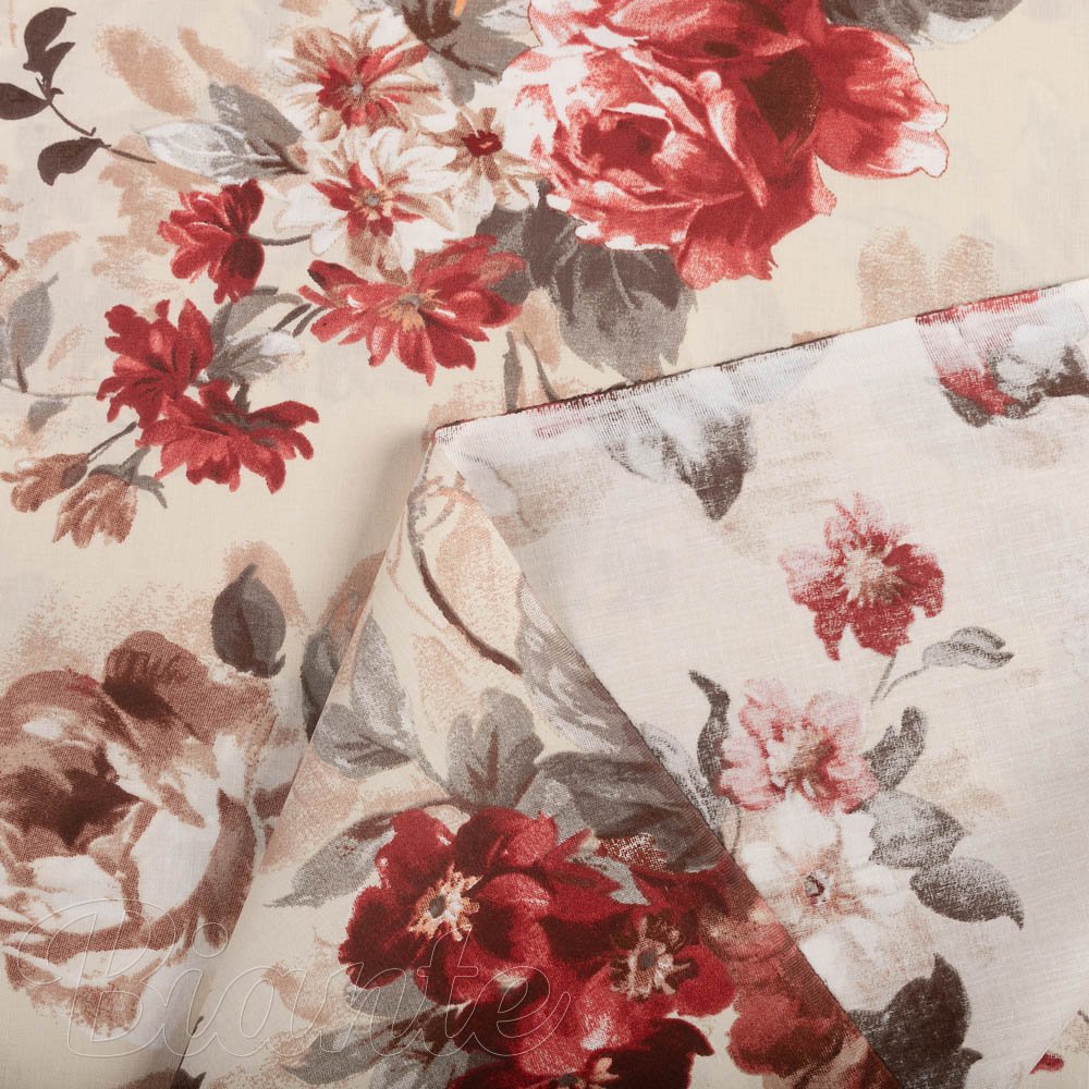 Bavlněná látka/plátno Sandra SA-399 Červené pivoňky na pískovém - šířka 160 cm a 220 cm - detail 4 - Biante.cz