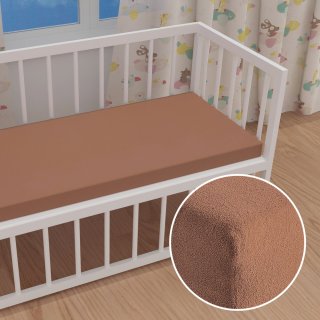 Dětské froté napínací prostěradlo do postýlky FR-023 Oříškově hnědé - Biante.cz