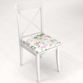 Štvorcový podsedák PM-018 Maľované kvety na zelenom - 38x38x3 cm - detail 1 - Biante.sk