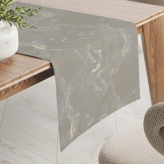 Sametový běhoun na stůl Isabela IBL-019 Zlatý/kouřový mramor na šedobéžovém - Biante.cz Sametový běhoun na stůl Isabela IBL-019 Zlatý/kouřový mramor na šedobéžovém - Biante.cz