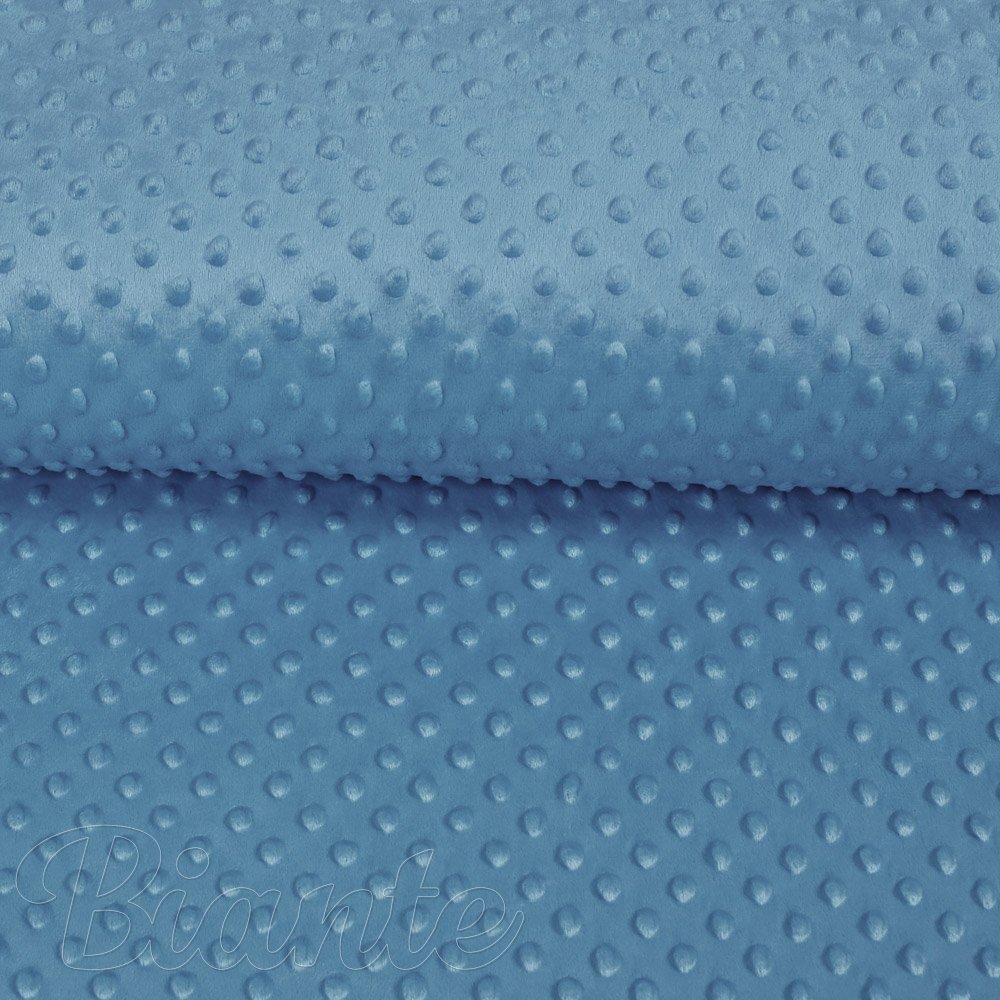Dětská látka Minky 3D puntíky MKP-044 Kovově modrá - šířka 150 cm - detail 4 - Biante.cz