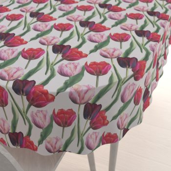 Dekorační oválný ubrus Terra TRA-001 Tulipány na kouřově šedém - Biante.cz