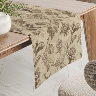 Sametový běhoun na stůl Tamara TMR-056 Hnědé zámecké květy na světle hnědém - Biante.cz Sametový běhoun na stůl Tamara TMR-056 Hnědé zámecké květy na světle hnědém - Biante.cz