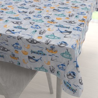 Dětský bavlněný obdélníkový ubrus Sandra SA-673 Podmořský svět modrý - Biante.cz