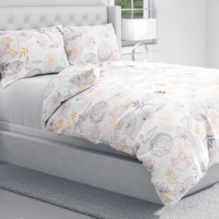 Bavlněné ložní povlečení Sandra SA-526 Hnědé vlčí máky na bílém - detail 1 - Biante.cz