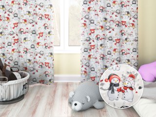 Dětský bavlněný závěs Sandra SA-661 Sněhuláci na světle šedém - Biante.cz Dětský bavlněný závěs Sandra SA-661 Sněhuláci na světle šedém - Biante.cz