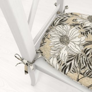 Oblý podsedák PML-089 Bílé květy na béžovém - 39x37x3 cm - detail 1 - Biante.cz