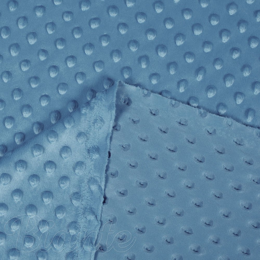 Dětská látka Minky 3D puntíky MKP-044 Kovově modrá - šířka 150 cm - detail 3 - Biante.cz