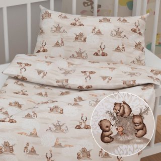 Dětské bavlněné povlečení do postýlky Sandra SA-698 Hnědá lesní zvířátka na béžovém - Biante.cz Dětské bavlněné povlečení do postýlky Sandra SA-698 Hnědá lesní zvířátka na béžovém - Biante.cz