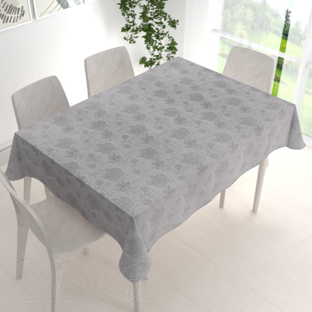 Teflonový obdélníkový ubrus TF-083 Květované ornamenty na šedém - detail 1 - Biante.cz