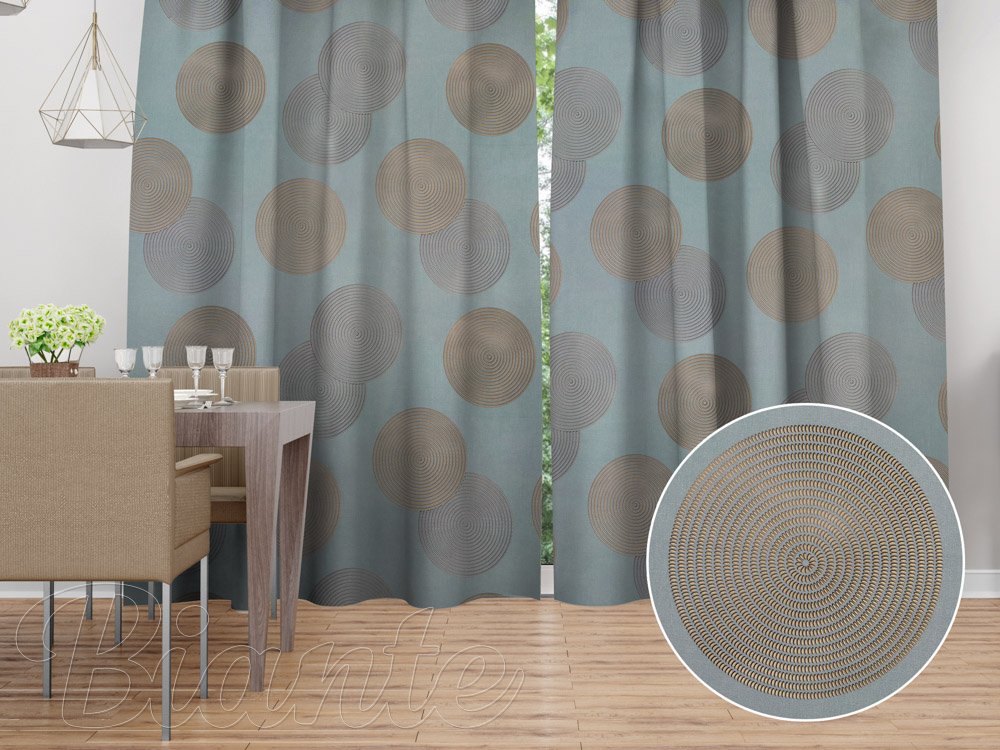 Sametový závěs Tamara TMR-058 Designové kruhy na modrošedém - Biante.cz