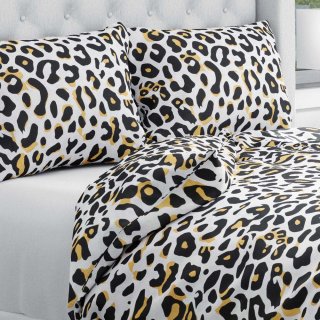 Bavlněné ložní povlečení Sandra SA-409 Leopardí vzor na bílém - Biante.cz