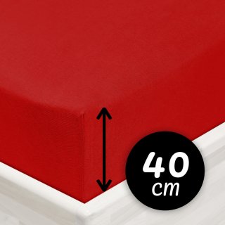 Jersey napínací prostěradlo na extra vysokou matraci JR-007 Sytě červené - Biante.cz