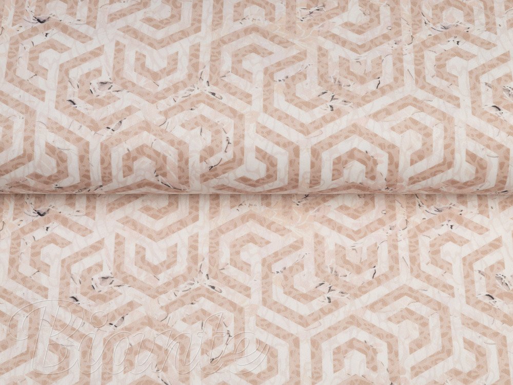 Sametová látka Tamara TMR-029 Růžovobéžové hexagony s černým žíháním - šířka 140 cm - detail 2 - Biante.cz Sametová látka Tamara TMR-029 Růžovobéžové hexagony s černým žíháním - šířka 140 cm - detail 2 - Biante.cz
