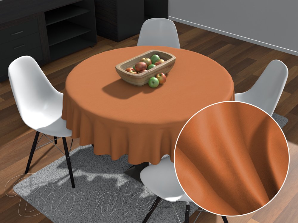 Velký kulatý bavlněný saténový ubrus ST-008 Skořicový - Biante.cz