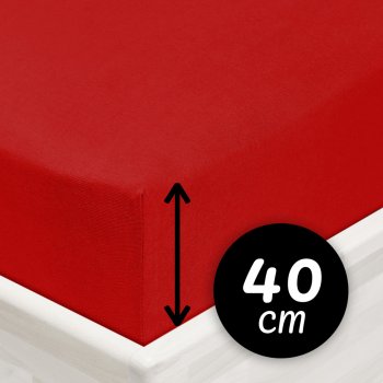 Jersey napínací prostěradlo na extra vysokou matraci JR-007 Sytě červené - Biante.cz Jersey napínací prostěradlo na extra vysokou matraci JR-007 Sytě červené - Biante.cz