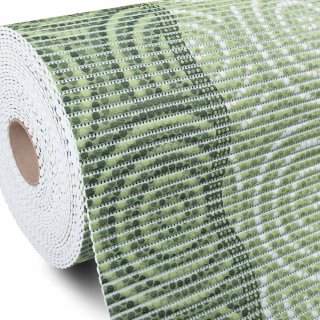 Kúpeľňová penová rohož / predložka PRO-044 Zelené kruhy a vlnky - metráž šírka 65 cm - Biante.sk