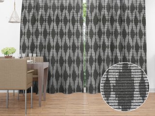 Dekorační závěs Leona LN-048 Tmavě šedé obrazce a proužky - Biante.cz Dekorační závěs Leona LN-048 Tmavě šedé obrazce a proužky - Biante.cz
