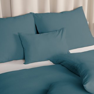 Ľanové posteľné obliečky LEN-024 Petrolejovo modré 140x200 cm a 70x90 cm - detail 1 - Biante.sk