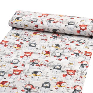 Vánoční bavlněná látka/plátno Sandra SA-661 Sněhuláci na světle šedém - šířka 160 cm - detail 1 - Biante.cz Vánoční bavlněná látka/plátno Sandra SA-661 Sněhuláci na světle šedém - šířka 160 cm - detail 1 - Biante.cz