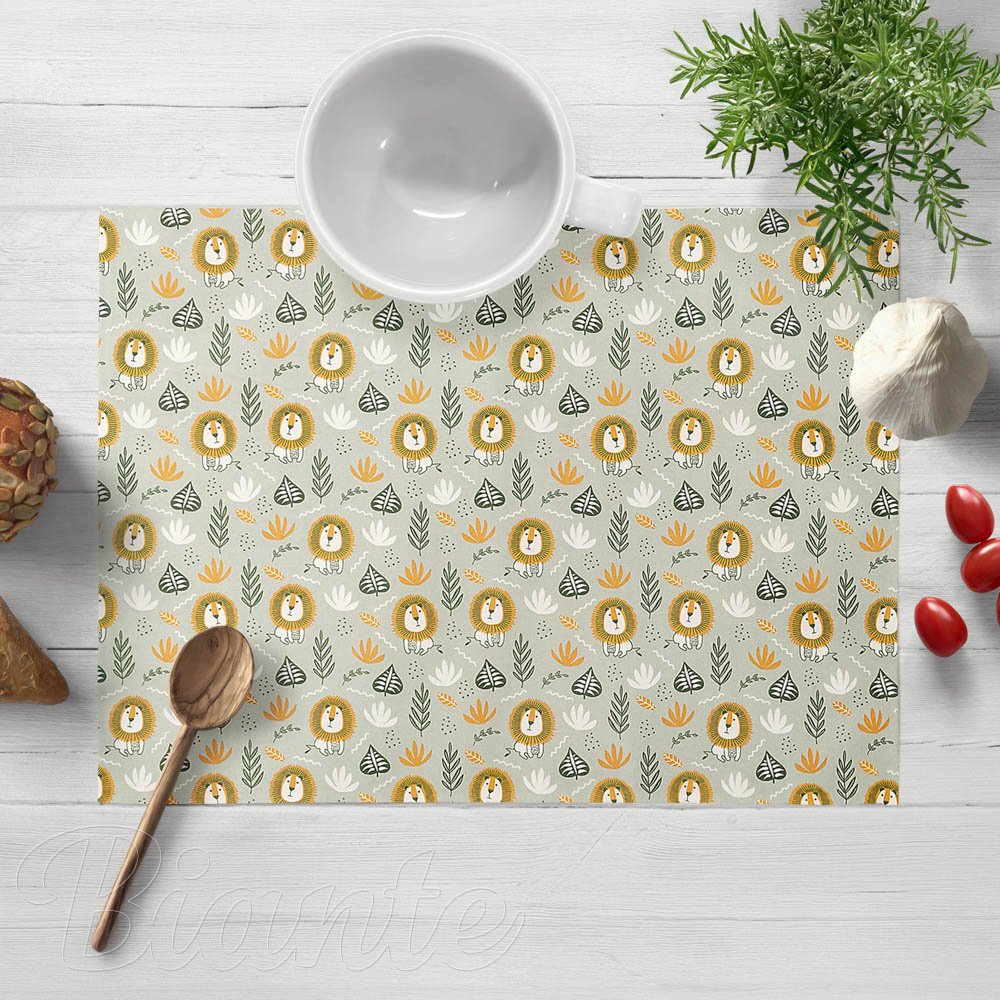 Dětské bavlněné prostírání na stůl Sandra SA-565 Lvi na šedém - Biante.cz