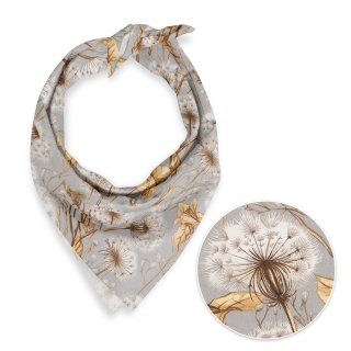 Bavlněný šátek Sandra SA-517 Podzimní pampelišky na šedém - Biante.cz