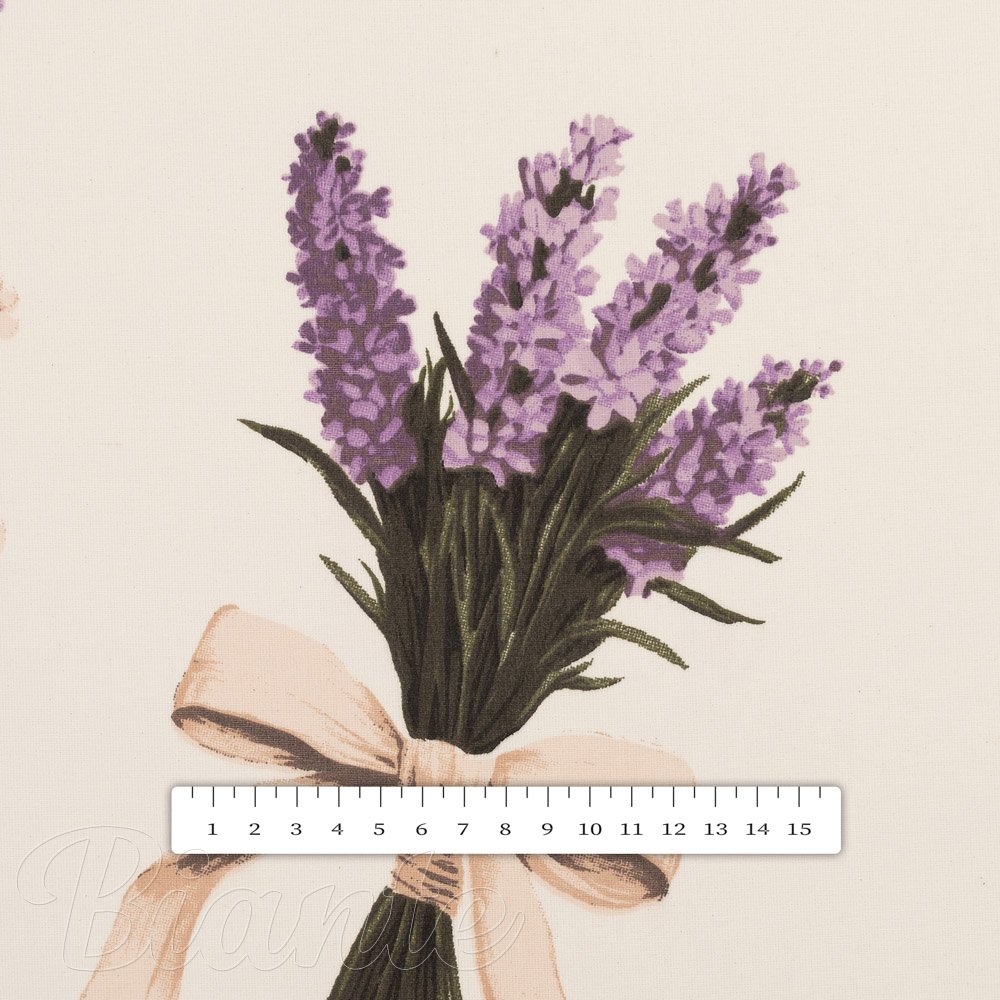 Bavlnená látka/plátno Sandra SA-778 Veľké zväzky levandúľ na krémovom - šírka 160 cm - detail 3 - Biante.sk
