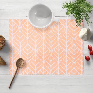 Bavlněné prostírání na stůl Sandra SA-213 Listy na meruňkově oranžovém - Biante.cz