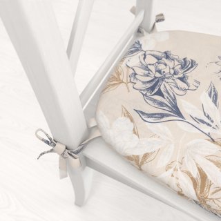 Oblý podsedák PML-058 Květinová perokresba na světle béžovém - 39x37x3 cm - detail 1 - Biante.cz