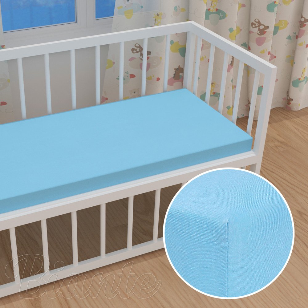 Dětské jersey napínací prostěradlo do postýlky JR-017 Azurově modré - Biante.cz