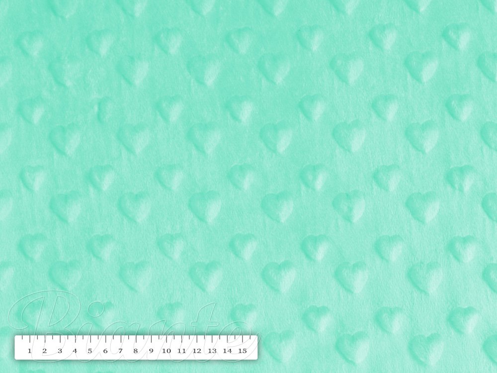 Dětská látka Minky 3D srdíčka MKS-002 Mintová - šířka 150 cm - detail 2 - Biante.cz Dětská látka Minky 3D srdíčka MKS-002 Mintová - šířka 150 cm - detail 2 - Biante.cz