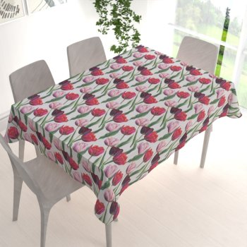 Dekorační obdélníkový ubrus Terra TRA-001 Tulipány na kouřově šedém - detail 1 - Biante.cz