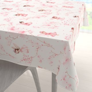 Dětský bavlněný čtvercový ubrus Sandra SA-684 Růžové víly na bílém - Biante.cz Dětský bavlněný čtvercový ubrus Sandra SA-684 Růžové víly na bílém - Biante.cz