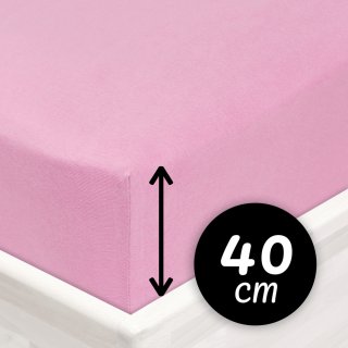 Jersey napínacie prestieradlo na extra vysoký matrac JR-008 Ružová lila - Biante.sk