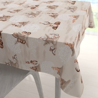 Dětský bavlněný čtvercový ubrus Sandra SA-698 Hnědá lesní zvířátka na béžovém - Biante.cz Dětský bavlněný čtvercový ubrus Sandra SA-698 Hnědá lesní zvířátka na béžovém - Biante.cz