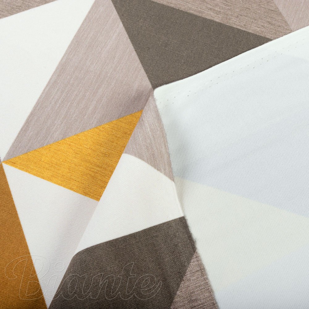 Sametová látka Tamara TMR-020 Žluto-šedobéžové trojúhelníky - šířka 150 cm - detail 5 - Biante.cz