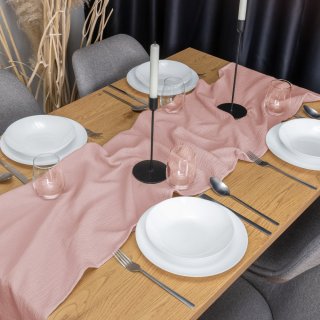 Mušelínový běhoun na stůl MSN-078 Pudrově růžový - detail 1 - Biante.cz