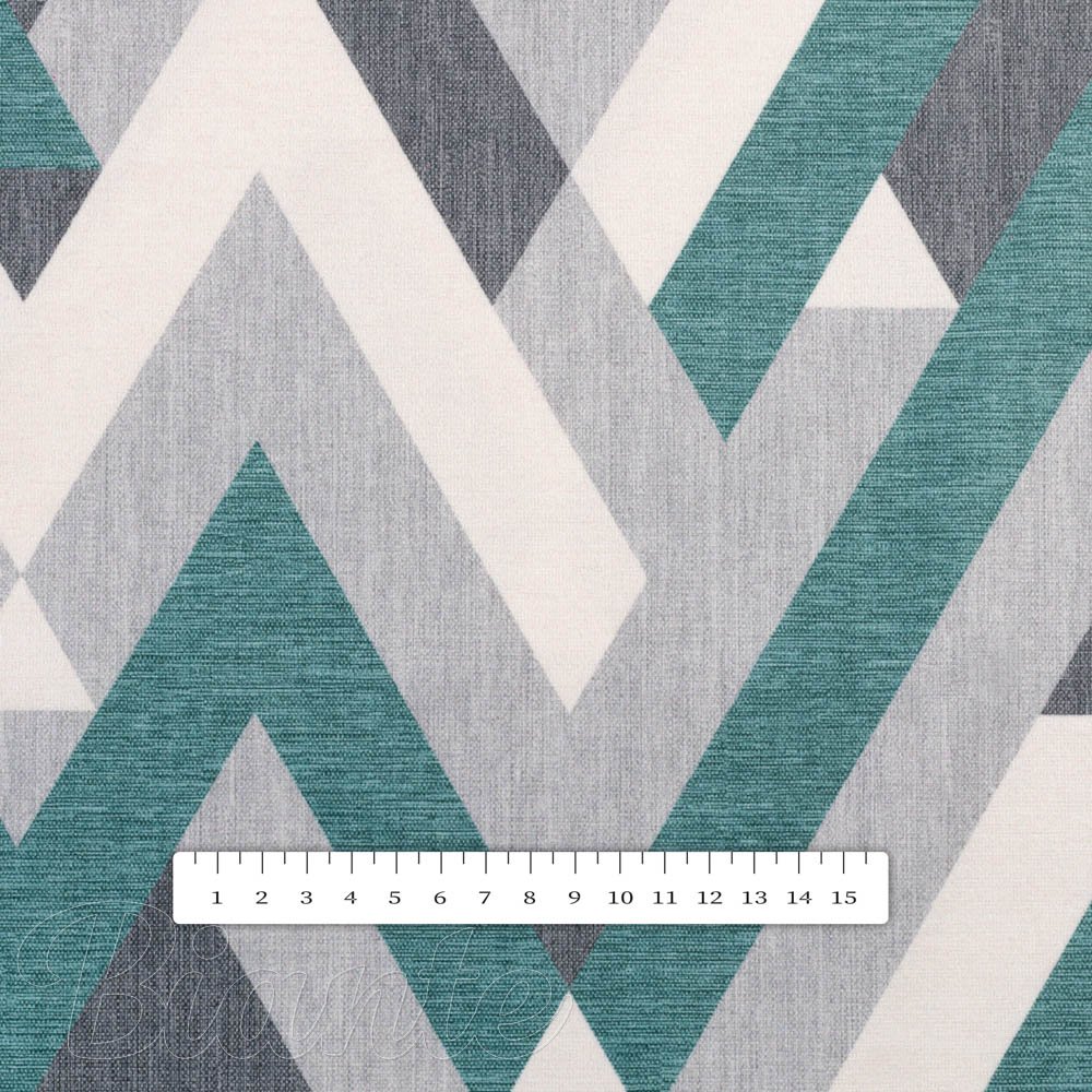 Zamatová látka Tamara TMR-026 Zeleno-sivý designový cik-cak - šírka 150 cm - detail 2 - Biante.sk