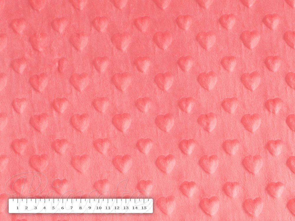 Dětská látka Minky 3D srdíčka MKS-008 Světle korálová - šířka 150 cm - detail 2 - Biante.cz
